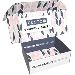 Custom Shipping Boxes (25 Pack) - Branded Mailer Boxes with Logo Print for Small Business and Subscription (Inside and Outside Print)