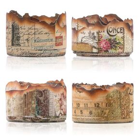 4 Roll Burned Washi Tape Scrapbook Masking Sticker Vintage Old Decorative Retro Stamp Sewing Fabric Plant Manuscript Art Craft Supplies for DIY Diary Planner Bullet Junk Journal Card Making