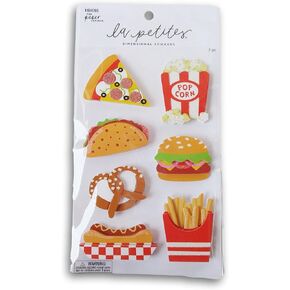 Fast Food 3D Stickers for Crafts, Scrapbooks, Cardmaking - 7 Pieces