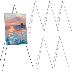 Folding Display Easel Stand, 63" Tall Floor Poster Easel, Adjustable Telescoping Art Easel, Easy Assembly, 1Pack