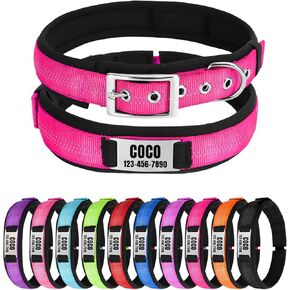 Nylon Reflective Personalized Dog Collar with Name, Customizable Dog Collar with Metal Belt Buckle, Soft Comfort for Pets - Matching Leash Available (Orange)