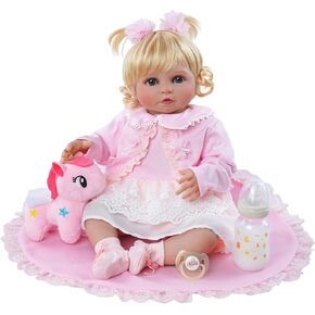 ADFO Lifelike Reborn Baby Dolls - 20-Inch Realistic Newborn, Adorable Poseable Blond Girl with Soft Cloth Body, Real-Life Baby Doll with Accessories - Perfect for Cuddling, Playtime, and Gift Giving