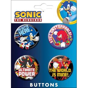 Ata-Boy Sonic The Hedgehog Modern Artwork Set of Four 1.25" Collectible Buttons