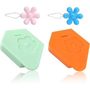 2 Pcs Sewing Machine Magnetic Seam Guide with Needle Threaders, Multifunctional Polygonal Hemmer Guide with Scale Quilting Supplies for General Sewing Machine Accessories