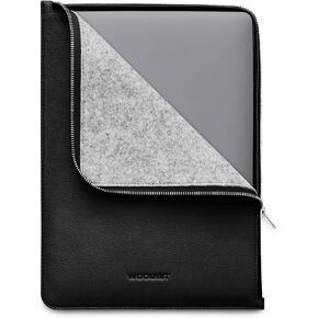 WOOLNUT Leather & Wool Folio Zipper Sleeve Case Cover, for Dell XPS 15 2020 (9500) and MacBook Pro 15 inch - Green (WNUT-MBP15-F-393-GN)