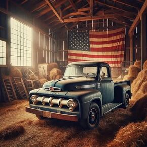 CXYQLC DIY 5D Diamond Painting Kits for Adults, Diamond Art American Flag Vintage Truck Diamond Painting Full Drill Crystal Rhinestone Embroidery Craft Kits for Home Wall Decor Gifts 11.8x11.8inch
