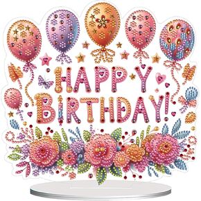 VODAPYC Birthday Party Diamond Art Tabletop Painting Kit, DIY Stand Up Double Sided Special Shaped Diamond Painting Desktop Ornament (Birthday Gift-2)