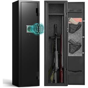 SHICHI 2-3 Gun Safe for Rifles and Pistols, Long Gun Cabinet for Shotgun, Rifle Safes for Home, Gun Locker with Quick Assess Password Lock, Dual Alarm & Mute, No Assembly Required