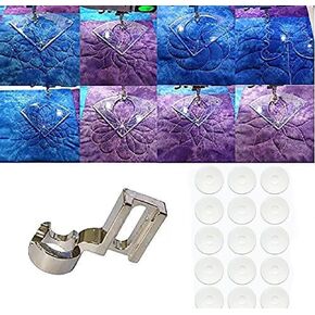 8pcs Free Motion Quilting Rulers and Templates Set Come with 1pcs Low Shank Ruler Foot, 1pack TrueCut Non-Slip Adhesive Rings Ruler Grips