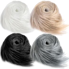 4PCS Faux Fur Ribbon 2"x60" Faux Fur Fabric Pre Cut Rolls Soft Christmas Fluffy Craft Plush Patch Sewing Fur Cuts Furry Patch Ribbon for Cosplay Costume DIY Craft Gnomes Beard Dwarf Decoration