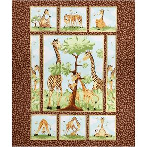 Susybee Zoe The Giraffe 36" Panel Brown, Fabric by The Yard