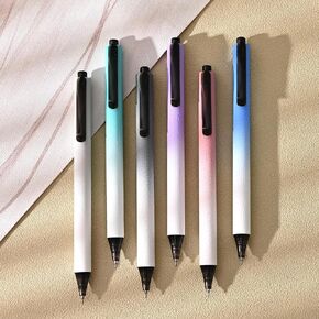 BAYTORY 6Pcs Retractable Gel Pens, Quick Dry 0.5mm Black Ink Pen, Smooth Writing No Bleed, Fine Point Gel Ink Pens for Journaling Note Taking Sketching (Gradient Color)