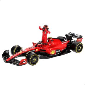 Ferrari SF-23 Carlos Sainz Nr 55 Season 2023 Formula 1 F1 - 1/24 Scale 9" Car Model with DieCast Driver Figure BBurago 18-26809-55