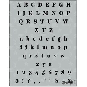 Stencil1 Trendy Font Letter Stencils 1/2" - Letters & Numbers - Uppercase & Lowercase Alphabet - Painting, Drawing, Wood, Vinyl & Crafts 8.5" x 11"