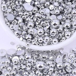 Flatback Pearls for Crafts, 50g Mix AB Color Half Pearls, Mixed Size 3/4/5/6/8/10mm Half Round Beads for Tumbler, Shoes, Clothes, Cup Projects, Nail and Face Art in Saudi Arabia