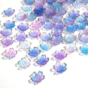 simarro 100Pcs Cherry Blossom Flower Beads, Mini Flower Charm Acrylic Floral Spacer Beads Gold-Plated Flowers Bead Charms for Jewelry Making Bracelet Necklace Art Crafts (Mixed Color)
