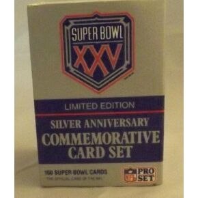 Super Bowl XXV Limited Edition Silver Anniversary Commemorative NFL Football Card Set