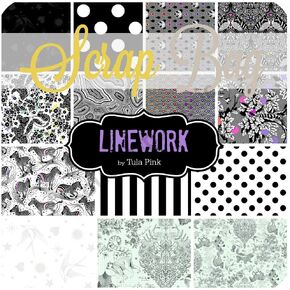 Linework Scrap Bag (Approx 2 Yards) by Tula Pink for Free Spirit DIY Quilt Fabric