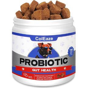 Probiotics for Dogs Chews - Dog Probiotics with Digestive Enzymes - Gut Health Support, Yeast Balance & Gas Relief - Vet-Approved Lamb Flavor Chews (150 Count)