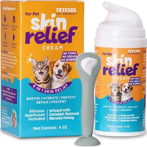 Dog Skin Soother - Itchy Skin Relief & Hot Spots Soothing Cream for Dogs&Cats - Healing Ointment with Colloidal Oatmeal&Manuka Honey - Moisturizer with Applicator- 100g