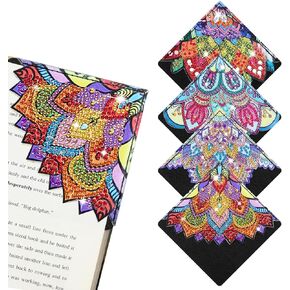 4pcs Diamond Art Bookmarks, Colored DIY Corner Bookmark Triangle Bookmarks for Bookmark Lovers Reading Lovers
