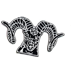 Black Aries Skull Zodiac Sign Iron on Appliques Patch Aries Animals Cartoon Embroidered Iron On Patch for Clothes Costume Badge Patch Logo Clothes Backpacks Hat Costume Sewing Embroidery (06)
