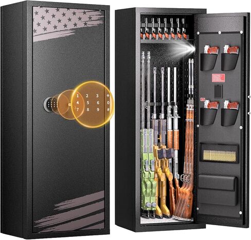 intergreat 4-6 بندقية بندقية آمنة ، بندقية آمنة للبنادق المجمعة للمسدسات والمنزل ، خزانة الأسلحة المعدنية مع جيوب للمسدس ، 3 رف قابل للتعديل ، والأسلحة النارية in Kuwait