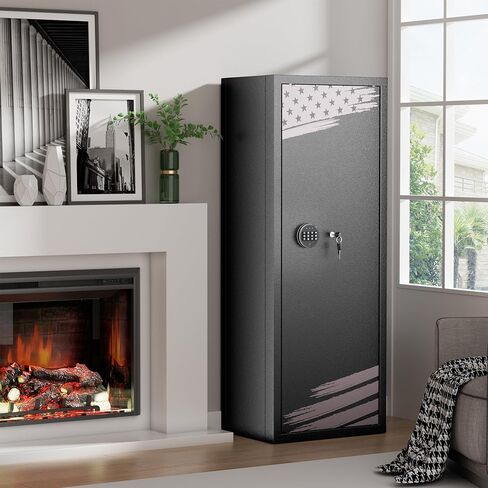 intergreat 4-6 بندقية بندقية آمنة ، بندقية آمنة للبنادق المجمعة للمسدسات والمنزل ، خزانة الأسلحة المعدنية مع جيوب للمسدس ، 3 رف قابل للتعديل ، والأسلحة النارية in Kuwait