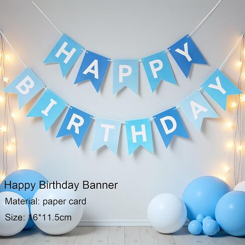 1st Birthday Decorations for Boy - Complete Party Set with High Chair Banner, Number 1 Balloon, ONE Cake Topper, Crown, Balloons & Banner(Blue) in Saudi Arabia