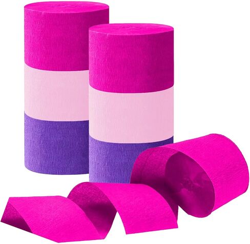 Tim&Lin Purple and Pink Crepe Paper Streamers, Party Streamer Decorations for Various Party Festival Decorations, 6 Rolls in Kuwait