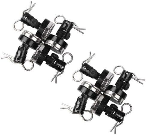 8pcs Magnetic Invisible Body Post Mount with R Clips Fit for 1/10 RC Car HSP (Black) in Saudi Arabia