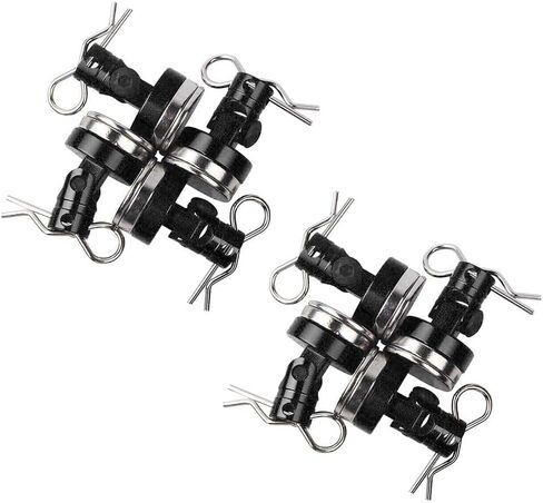 8pcs Magnetic Invisible Body Post Mount with R Clips Fit for 1/10 RC Car HSP (Black) in Saudi Arabia