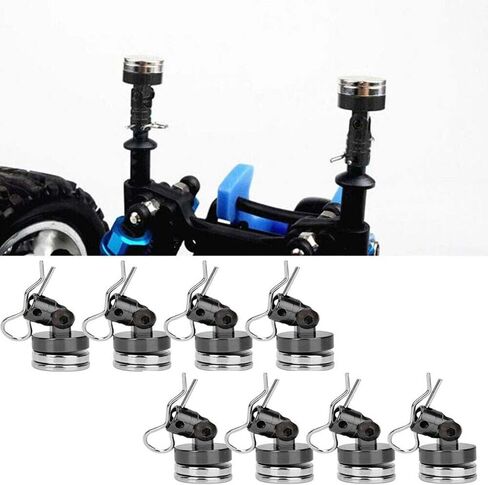 8pcs Magnetic Invisible Body Post Mount with R Clips Fit for 1/10 RC Car HSP (Black) in Saudi Arabia