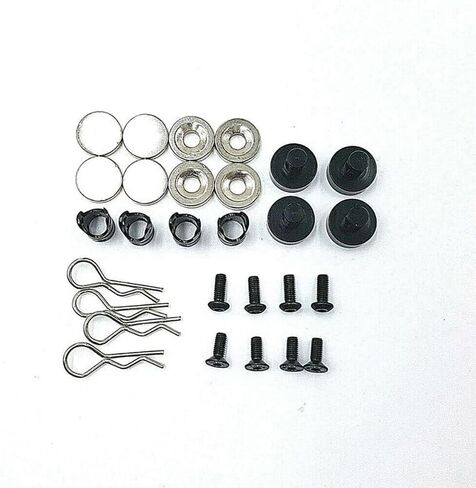 8pcs Magnetic Invisible Body Post Mount with R Clips Fit for 1/10 RC Car HSP (Black) in Saudi Arabia