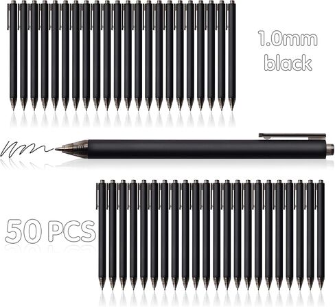 50pack No Bleed Black Barrel Click Pens,Smooth Writing,1000m Writing Capacity,Perfect For Office, Study, Daily Tasks. (Black) in Saudi Arabia