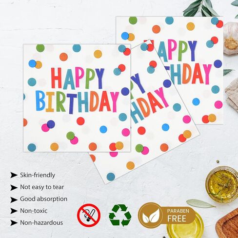 9inch Happy Birthday Plates and Napkins, 50PCS Colorful Dots Birthday Dinner Plates Disposable Paper Cake Dinnerware Set for Birthday's Party Supplies Decorations in Saudi Arabia