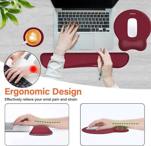 Mosiso Wrist Rest دعم لمجموعة لوحة المفاتيح ومجموعة وسادة الماوس ، مئوية مريحة منحنية مع رغوة الذاكرة ذات القوس المرتفعة ، 2 عبوة لا تنزلق من آلام المنزل/المكتب وسادة وسادة الكتابة والموستر ، المشمش in Kuwait