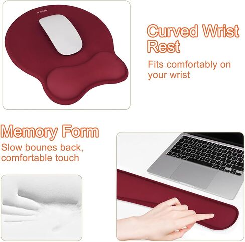Mosiso Wrist Rest دعم لمجموعة لوحة المفاتيح ومجموعة وسادة الماوس ، مئوية مريحة منحنية مع رغوة الذاكرة ذات القوس المرتفعة ، 2 عبوة لا تنزلق من آلام المنزل/المكتب وسادة وسادة الكتابة والموستر ، المشمش in Kuwait