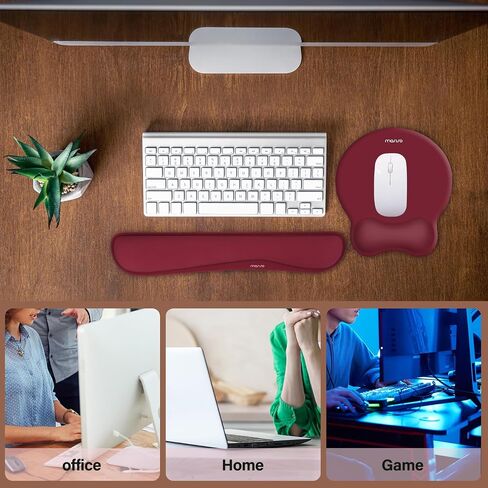 Mosiso Wrist Rest دعم لمجموعة لوحة المفاتيح ومجموعة وسادة الماوس ، مئوية مريحة منحنية مع رغوة الذاكرة ذات القوس المرتفعة ، 2 عبوة لا تنزلق من آلام المنزل/المكتب وسادة وسادة الكتابة والموستر ، المشمش in Kuwait