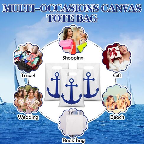 Supervitae 50 Pcs Nautical Anchors Plastic Goody Bags Summer Nautical Party Gift Bags with Handles for Cruise Birthday Wedding Beach Theme Parties Supplies Favors Decor in Saudi Arabia