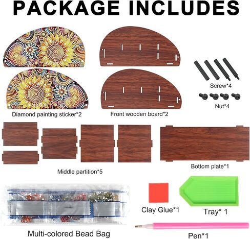 Diamond Art Painting Organizer Box, DIY Sunflower Design Special Shape Diamond Partial Mosaic Handmade Making Kit Organizer Box, Modern Home Dining Living Room Table Top Decor Art Decoration in Saudi Arabia