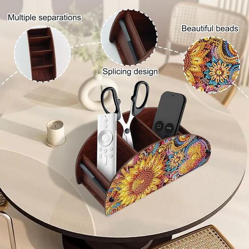 Diamond Art Painting Organizer Box, DIY Sunflower Design Special Shape Diamond Partial Mosaic Handmade Making Kit Organizer Box, Modern Home Dining Living Room Table Top Decor Art Decoration in Saudi Arabia