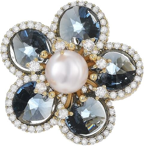 Rhinestone Flower Brooch Austrian Crystal Flower Brooch Pin 18k Gold Plated Flower Floral Brooch Lapel Pin Jewelry Mother's Day Birthday Gifts for Mom Wife in Saudi Arabia
