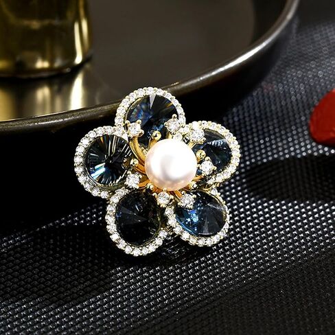 Rhinestone Flower Brooch Austrian Crystal Flower Brooch Pin 18k Gold Plated Flower Floral Brooch Lapel Pin Jewelry Mother's Day Birthday Gifts for Mom Wife in Saudi Arabia
