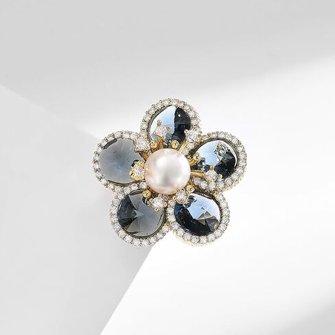 Rhinestone Flower Brooch Austrian Crystal Flower Brooch Pin 18k Gold Plated Flower Floral Brooch Lapel Pin Jewelry Mother's Day Birthday Gifts for Mom Wife in Saudi Arabia