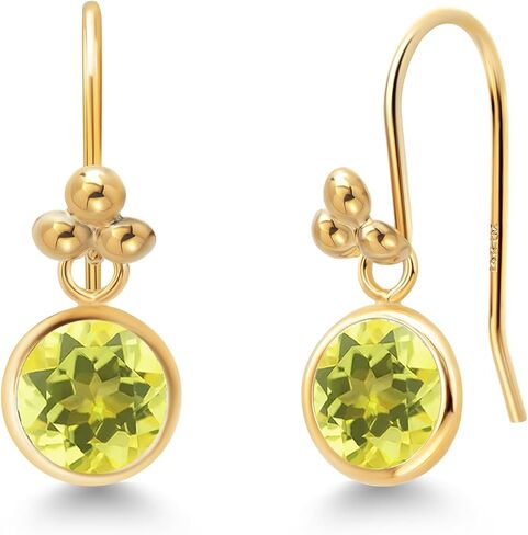 Gem Stone King 14K Yellow Gold White Moissanite Drop Dangle French Wire Earrings For Women (1.60 Cttw, Round 6MM) in Saudi Arabia