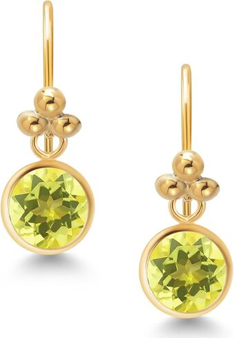 Gem Stone King 14K Yellow Gold White Moissanite Drop Dangle French Wire Earrings For Women (1.60 Cttw, Round 6MM) in Saudi Arabia