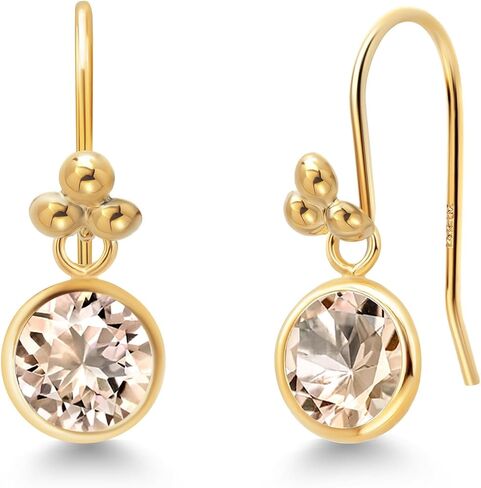 Gem Stone King 14K Yellow Gold White Moissanite Drop Dangle French Wire Earrings For Women (1.60 Cttw, Round 6MM) in Saudi Arabia