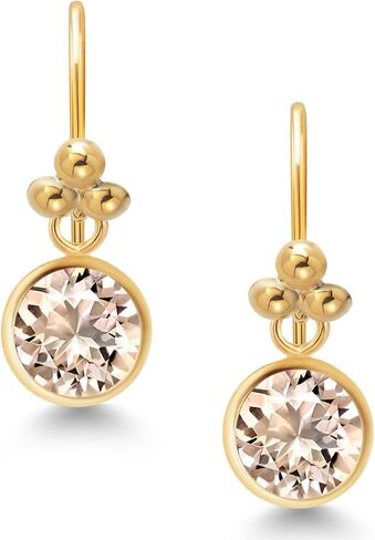 Gem Stone King 14K Yellow Gold White Moissanite Drop Dangle French Wire Earrings For Women (1.60 Cttw, Round 6MM) in Saudi Arabia