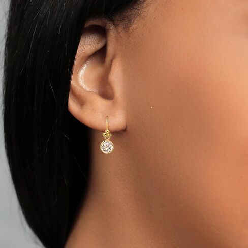 Gem Stone King 14K Yellow Gold White Moissanite Drop Dangle French Wire Earrings For Women (1.60 Cttw, Round 6MM) in Saudi Arabia